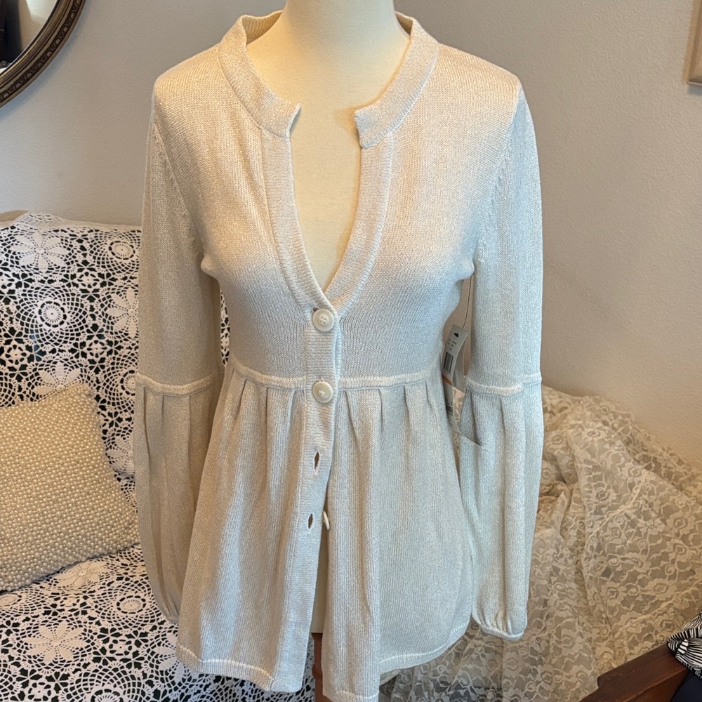 Chic Cream Sparkly Women's Cardigan by Spring and Mercer